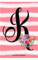 Monogram K Notebook: Coral Pink Floral Watercolor 6x9 Fasting Journal With Sixty Weekly Two Page Spreads, Intermittent Fasting Tracker, Weight Loss Notebook, Personalize