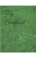My Sketchbook: Green Abstract Pattern Themed My Sketchbook 100 Pages 8.5 X 11