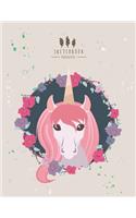 sketchbook: Cute unicorn on grey cover (8.5 x 11) inches 110 pages, Blank Unlined Paper for Sketching, Drawing, Whiting, Journaling & Doodling(3 Cute Unicorn on Grey Sketchbook)