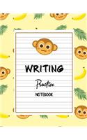 Writing Practice Notebook: Handwriting Ruled, Penmanship Practice Paper Notebook Letters & Words with Dashed Center Line, Handwriting Hooked Learn Journal For Kids, 8.5" x 11"