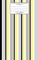 College Ruled Composition Notebook. 6" x 9". 120 Pages. Stripes Pattern Cover.: Yellow White Grey Black Vertical Stripes Cover. College ruled paper, medium ruled paper. For middle school to college. Composition journal for teens