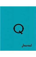 Q Journal: Beautiful Aqua Writing Journal Designed to Resemble Leather and Embossing in 8x10 Softcover Paperback Notebook