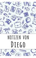 Notizen von Diego: Kariertes Notizbuch mit 5x5 Karomuster für deinen personalisierten Vornamen