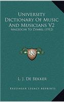 University Dictionary of Music and Musicians V2
