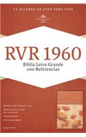 RVR 1960 Biblia Letra Gigante con Referencias, damasco/coral símil piel