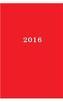 2016: Kalender/Dato bog: 1 uge på 2 sider, Format 6" x 9" (15,2 cm x 22,9 cm), Dække rød(11 Kalender/Dato Bog)