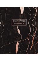 Graph Paper Notebook: Italian Black and Rose Gold Marble - 8 x 10 - 5 x 5 Squares per inch - 100 Quad Ruled Pages - Cute Graph Paper Composition Notebook for Children, Ki