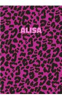 Alisa: Personalized Pink Leopard Print Notebook (Animal Skin Pattern). College Ruled (Lined) Journal for Notes, Diary, Journaling. Wild Cat Theme Design wi