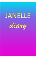 Janelle: Journal Diary - Personalized First Name Personal Writing - Letter J Blue Purple Pink Gold Effect Cover - Daily Diaries for Journalists & Writers - J