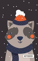 NoteBook: Cute Raccoon on The Black Cover This Notebook Journal Diary, 110 Dashed lines pages, 8.5" x 11", Date on top(6 Cute Raccoon)