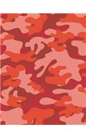 Camouflage Red Notebook - Wide Ruled: 130 Pages 8.5 x 11 Lined Writing Paper School Teacher Student Orange Diary Planner To Do List