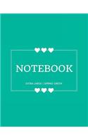 Notebook Extra Large: Spring Green: Notebook 8.5 X 11: Notebook 400 Pages