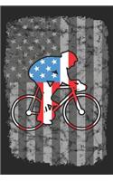 Journal: Blank Lined Paper Diary Notebook American Flag Cycling Design