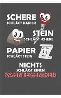 Schere Schlägt Papier - Stein schlägt Schere - Papier schlägt Stein - Nichts schlägt einen Zahntechniker: Gepunktetes Notizbuch mit 120 Seiten - 15x23cm (in etwa DIN A5)