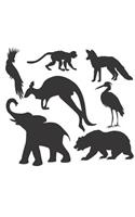 Wild Animal Silhouettes Blank Lined Notebook