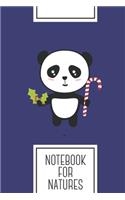 Notebook for Natures: Lined Journal with Christmas Panda with candy cane Design - Cool Gift for a friend or family who loves holiday presents! - 6x9" - 180 White lined pa