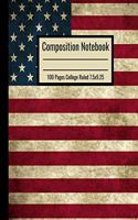 Composition Notebook: American Flag Composition Notebook 100 Pages College Ruled 7.5x9.25 in