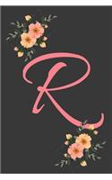 R Initial Monogram Dot Grid Notebook Journal: Elegant Floral Monogram Gifts For Women And Girls, 120 Pages 6x9