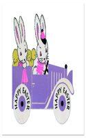 Bunnies on a Sunday Drive Easter Greeting Card