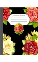 Composition Notebook: 7.5X9.25 Inch 109 Pages Roses Half Blank Half Wide Ruled School Exercise Book With Picture Space For Adults and Kids Draw And Write Your Own Stories