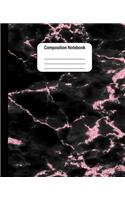Composition Notebook: Black Pink Glitter Marble: College Ruled Blank Lined Cute Notebooks for Girls Women Teens Kids School Writing Notes Journal (7.5 x 9.25 in)