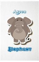 Aspen Elephant A5 Lined Notebook 110 Pages: Funny Blank Journal For Zoo Wide Animal Nature Lover Relative Family Baby First Last Name. Unique Student Teacher Scrapbook/ Composition Great For H