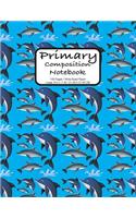 Primary Composition Notebook: Dolphin Pattern Cover Design Hand Write 100 Pages Extra Wide Ruled for Kids Grades K-2, Early Learners Large, 8.5 X 11 In.