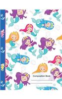 Colorful Little Mermaid Queens 4x4 Quad Ruled Paper: 130 Graph Pages 7.44 X 9.69 Book, Graph Paper Journal, School Math Teachers, Students Subject Diagrams