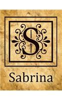 Sabrina: Vintage Style Personalised Notebook/Diary/Journal For Women & Girls, Beautiful Name Gift With Monogram Initial S (8.5" x 11")