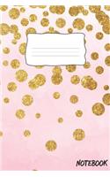 Notebook: 110 Dot Grid Pages (Pink Gold Polka Dots Dotted Pattern)