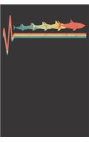 Notebook: Shark Marine Biologist Heartbeat Retro Vintage Gift Dot Grid 6x9 120 Pages Journal