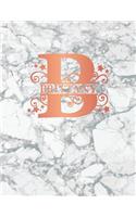 Brittany: Personalized Journal Notebook for Women or Girls. Monogram Initial B with Name. White Marble & Rose Gold Cover. 8.5" X 11" 110 Pages Lined Journal P
