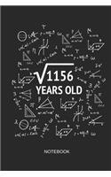 1156 Years Old Notebook: Blank Lined Journal 6x9 - Square Root of 1156 34th Birthday 34 Years Old Anniversary Math Gift Idea