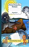 Primary Composition Notebook Grades K-2 Handwriting Paper Journal: Dolphin Theme Dashed Mid Line School Exercise Book Plus Sketch Pages for Boys and Girls(50 Efrat Haddi Handwriting Practice Paper)