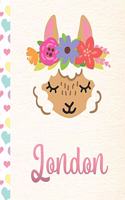 London: 2020. Personalized Weekly Llama Planner For Girls. 8.5x11 Week Per Page 2020 Planner/Diary With Pink Name