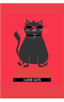 I love cats: Blank Lined Cat Lover Notebook Journal & Planner - Funny Humor Animal Notebook Gift