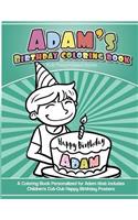 Adam's Birthday Coloring Book Kids Personalized Books