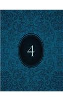 Monogram "4" Sketchbook: Blank Art Pad Notebook Journal(30 Monogram Cerulean 150 Sketch)