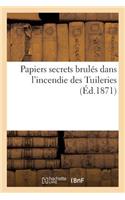 Papiers Secrets Brulés Dans l'Incendie Des Tuileries: Complément de Toutes Éditions Françaises Et Belges Papiers, Correspondance de la Famille Impériale(Sciences)