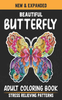 New And Expanded Beautiful Butterfly Adult Coloring Book Stress Relieving Patterns