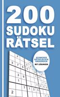 200 Sudoku Rätsel - Schwerer Rätselblock Großdruck mit Lösungen: Denksport Für Erwachsene und Kinder mit Anleitung 9x9