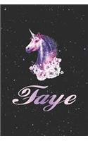 Faye: First Name Personalized Unicorn Customized Names Gift Birthday Girl Notebook Journal