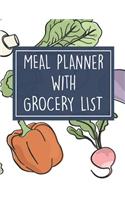 Meal Planner with Grocery List: 52 Week Food Planner / Diary / Log / Meal & Diet Prep Journal with Grocery List and Vegetables Theme (8.5 x 11 Inches - 53 Pages)