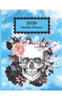 2020 Monthly Planner: Skull Bone Colorful Flowers Design Cover 1 Year Planner Appointment Calendar Organizer And Journal For Writing