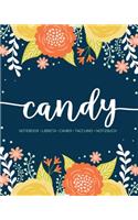 Candy: Notebook - Libreta - Cahier - Taccuino - Notizbuch: 110 pages paginas seiten pagine: Modern Florals First Name Notebook in Orange, Mint & Yellow on 