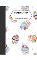 Composition: Book - Wide Ruled - Cute Notebook with Fruit Cupcakes - Journal for Students / Teachers - 7.44 x 9.69(37 Back to School Notebooks)