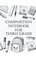 Composition Notebook For Third Grade: Third Grade Composition Notebook Gift / Diary / Journal for School (7.44 by 9.69 inches - 110 pages, blank wide lines)