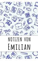 Notizen von Emilian: Kariertes Notizbuch mit 5x5 Karomuster für deinen personalisierten Vornamen