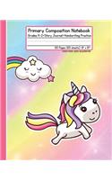 Primary Composition Notebook: Grades K-2 Story Journal Handwriting Practice 120 Pages (60 Sheets) 8" x 10" Unicorn and Rainbow