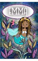 Mermaid Dreams Emma: Wide Ruled Composition Book Diary Lined Journal